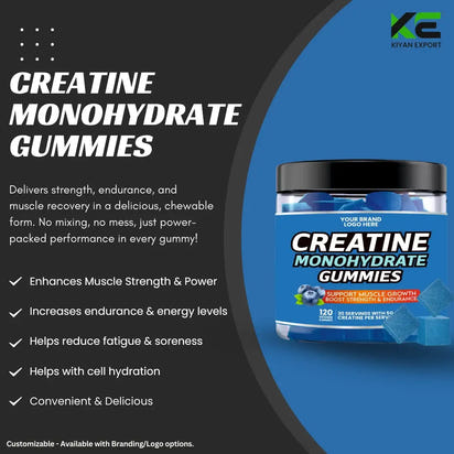 Kreatin Monohydrate Gummies Pack of 120 Gummies Boost Muscle Strength energy recovery in a tasty gummy form.