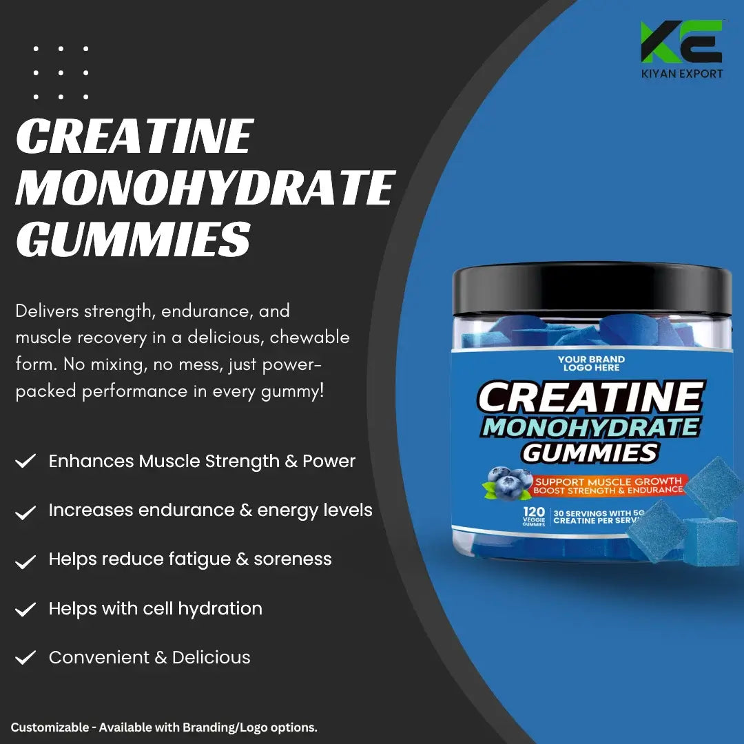 Kreatin Monohydrate Gummies Pack of 120 Gummies Boost Muscle Strength energy recovery in a tasty gummy form.
