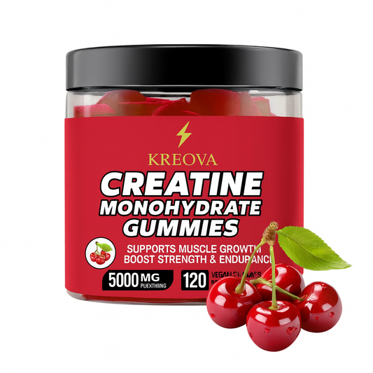 KREOVA Creatine Monohydrate Gummies, 5000 mg, vegan, supports muscle growth and boosts strength, creatine monohydrate gummy candy.