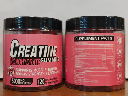 Vegan Creatine Monohydrate Gummies, 120 Stück, unterstützt Muskelwachstum und Ausdauer.